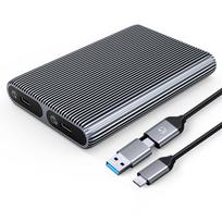 Orico M.2 SATA+NVMe USB-C 3.2 dvigubas išorinio disko dėklas, pilkas