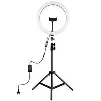 LED žiedinė lempa 30 cm su stovu iki 1.1 m ir telefono laikikliu