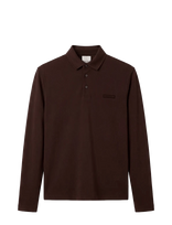 Calvin Klein - Ls Slim Supima Logo Patch Polo - Marškinėliai ilgomis rankovėmis - Ruda