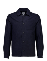 Lindbergh - Flannel Wool Blend Cropped Length Overshirt Jacket - Vilnonė striukė - Tamsiai mėlyna