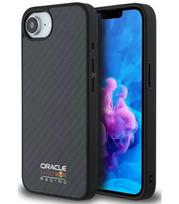 Juodas dėklas Apple iPhone 16e / 17e telefonui "Red Bull Carbon Shiny Logo MagSafe Case"