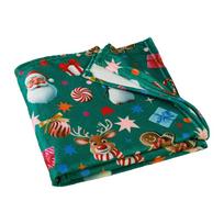 Žalios spalvos iš mikropliušo antklodė ir pledas su Kalėdų motyvu 130x170 cm Christmas Icons – Catherine Lansfield