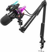 Fifine Technology FIFINE K651 kardioidinis laidinis mikrofonas su RGB + laikiklis | USB