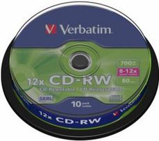 Verbatim Blank CD-RW SERL 700MB 12x, 10-pack spindle