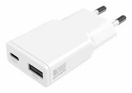 4smarts PDPlug Duos Slim 20W GaN USB-C/A Charger, White