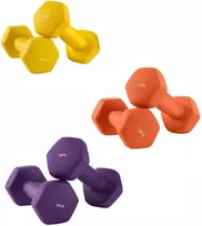 Songmics Svarmenų rinkinys, šešiakampis, 2x1 kg 2x1.5kg 2x2 kg, geltona oranžinė violetinė