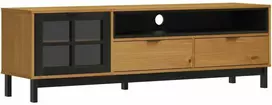 TV staliukas TV spintelė su stiklinėmis durelėmis FLAM, 158x40x50cm, pušis