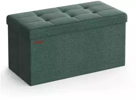 Songmics Pufas su daiktadėže 38 x 76 x 38 cm, vintage žalia