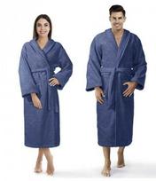 Medvilninis kilpinis chalatas, unisex dizainas, 450 g/m², iki kelių, su kišenėmis ir diržu, viešbučio stiliaus chalatas, minkštas namų drabužis