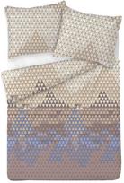 Smėlio spalvos geometrinis medvilnės satino patalynės komplektas, 220x200 cm antklodės užvalkalas su dviem pagalvių užvalkalais, OEKO-TEX sertifikatas, minkšta ir patvari patalynė, miegamojo tekstilė