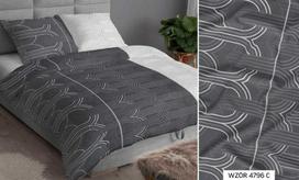 Satininės patalynės komplektas 160x200 cm, pilkas ir baltas geometrinis raštas, su užtrauktuku, medvilninės patalynės komplektas, minkštos patalynės komplektas