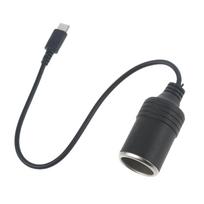 USB C PD iki 12V 60W automobilinio cigarečių žiebtuvėlio lizdo keitiklio adapterio laidas automobiliniam įkrovikliui automobilio dulkių siurblys black