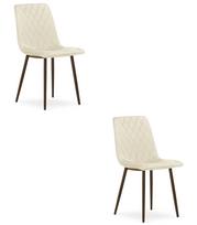 Kėdė „turin“ – šviesiai Smėlio Spalvos Aksomas / Riešutmedžio Kojos (2 Vnt.)