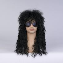 80-ųjų rokerio sintetinės perukai vyrams Mullet perukas Ilgi garbanoti plaukai Perukas Kiss perukas Puikiai tinka Helovino Cosplay DIY Teminiam kostiumų vakarėliui 22inches brown