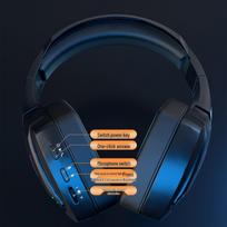 2.4G Bluetooth Wireless Over-Ear Gaming Headset with Microphone for PCs, Tablets, and Mobile Phones Wireless Blue [Bluetooth No Light]
