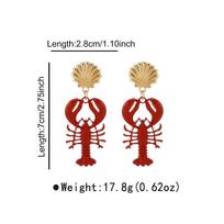 New Bohemia Lobster Pendant Necklace for Women Summer Creative Sea Animal Crystal Beaded Necklace Beach Vacation Jewelry Gift red