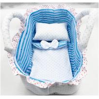 Hand-Pull Design Doll Basket Pink Gingham Soft Dollhouse Accessories Washable Material Ruffled Design Pretend Play Toys gray