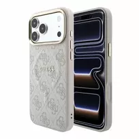Guess Embossed 4G Classic MagSafe dėklas, skirtas iPhone 18 Pro Max / iPhone 17 Pro Max, rožinės spalvos