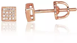 Auksiniai auskarai su brangakmeniais. Metalas: Raudonas Auksas. Praba: 585°. Akmuo: Briliantai - 5 mm. - 1.05 g. - Briliantai (0,064Ct)