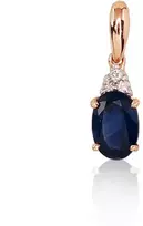 Auksinis pakabukas su brangakmeniais. Metalas: Raudonas Auksas. Praba: 585°. Akmuo: Briliantai , Safyras - 14 mm. - 0.42 g. - Briliantai (0,02Ct), Safyras (0,431Ct)