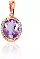 Auksinis pakabukas su brangakmeniais. . Praba: 585°. Akmuo: Briliantai , Ametistas - 1.83 g. - 19 mm. - Briliantai (0,03Ct), Ametistas