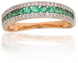 Auksinis žiedas - 17 - 1.98 g. - Briliantai (0,118Ct), Smaragdas (0,33Ct)
