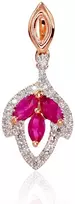 Auksinis pakabukas su brangakmeniais. . Praba: 585°. Akmuo: Briliantai , Rubinas - 0.81 g. - 20 mm. - Briliantai (0,062Ct), Rubinas (0,328Ct)