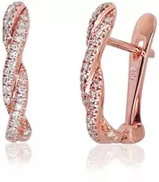 Auksiniai auskarai su brangakmeniais. Metalas: Raudonas Auksas. Praba: 585°. Akmuo: Briliantai - 1.67 g. - 18 mm. - Briliantai (0,124Ct)