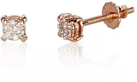 Auksiniai auskarai su brangakmeniais. Metalas: Raudonas Auksas. Praba: 585°. Akmuo: Briliantai - 0.93 g. - 4 mm. - Briliantai (0,101Ct)