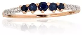 Auksinis žiedas - 18.5 - 1.14 g. - Briliantai (0,048Ct), Safyras (0,238Ct)