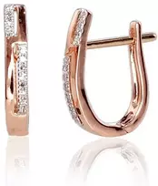 Auksiniai auskarai anglišku užsegimu, Raudonas Auksas, Briliantai - 1.65 g. - 14 mm. - Briliantai (0,049Ct)