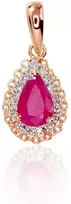 Auksinis pakabukas su brangakmeniais. Metalas: Raudonas Auksas. Praba: 585°. Akmuo: Briliantai , Rubinas - 0.56 g. - 16 mm. - Briliantai (0,034Ct), Rubinas (0,52Ct)