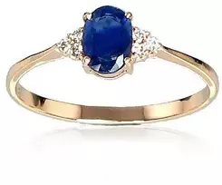 Auksinis žiedas su brangakmeniais. Metalas: Raudonas Auksas. Praba: 585°. Akmuo: Briliantai , Safyras - 17 - 1.09 g. - Briliantai (0,042Ct), Safyras (0,441Ct)