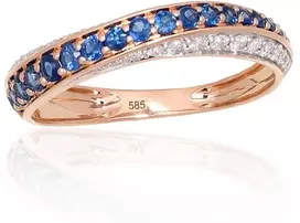 Auksinis žiedas - 18 - 1.81 g. - Briliantai (0,219Ct), Safyras (0,464Ct)