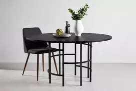Venture Design Apvalus valgomojo stalas Copenhagen, juodas/juodas