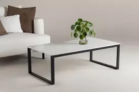 Venture Design Sofa staliukas Estelle 120x60x36 cm, juodas su balto marmuro imitacija
