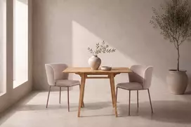 Venture Design Valgomojo stalas Yakidon 60x60 cm, guminės medienos ąžuolo imitacijos MDF