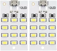 LED plokštė 5730 SMD Micro USB 12 diodų 5V šaltai balta šviesa