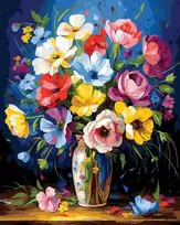 SuperColor Tapyba Pagal Skaičius: „Ryški bijūnų sodo kompozicija“ 40x50 cm