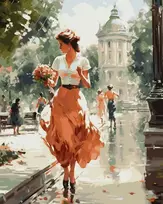 SuperColor Tapyba Pagal Skaičius: „Romantiškas pasivaikščiojimas parke su gėlėmis“ 40x50 cm