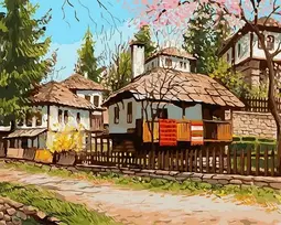 SuperColor Tapyba Pagal Skaičius: „Kaimo kaimelis“ 40x50 cm