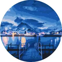 SuperColor Tapyba Pagal Skaičius: „Mėlynos nakties uosto vaizdas“ 40x40 cm