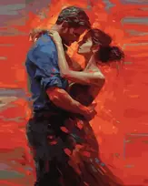 SuperColor Tapyba Pagal Skaičius: „Aistringas įsimylėjėlių apkabinimas“ 40x50 cm