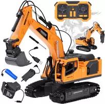 Jokomisiada Remote-Controlled Excavator + Bucket Grab Hydraulic Breaker Smoke Sound Lights RC0792