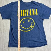 Nirvana Smile Happy Face Shirt Kurt Cobain L Blue Crewneck Retro T Short Sleeve Unisex T-Shirt S blue