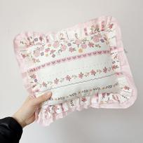 Pastoral Style Polka Dots Pure Cotton Hugging Baby Pillow High Breathability Small Square Design for Kindergarten Student Naps (as the picture,34x28x5cm  pillow) white