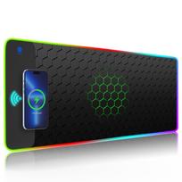 RGB PC Gaming Mouse Pad 15W Fast Wireless Charging Foldable Anti-Slip Mouse Mat Home Office-Durable Rubber juoda