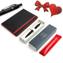 PARKER IM Achromatic Black tušinukas su graviravimu, komplektas su užrašų knygute Valentino dienos dovana