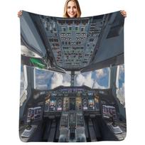 Airbus A380 Cockpit Throw Blanket Anti Shedding Soft Fuzzy Blanket for Home Size: 75*100cm, Weight: 230 GSM gray