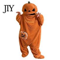 Helovino kostiumas suaugusiems Moliūgo vienetinis pižama su batais, Oversized pliušinis su gobtuvu suaugusiems, Vienetinis miego drabužis Cosplay M orange